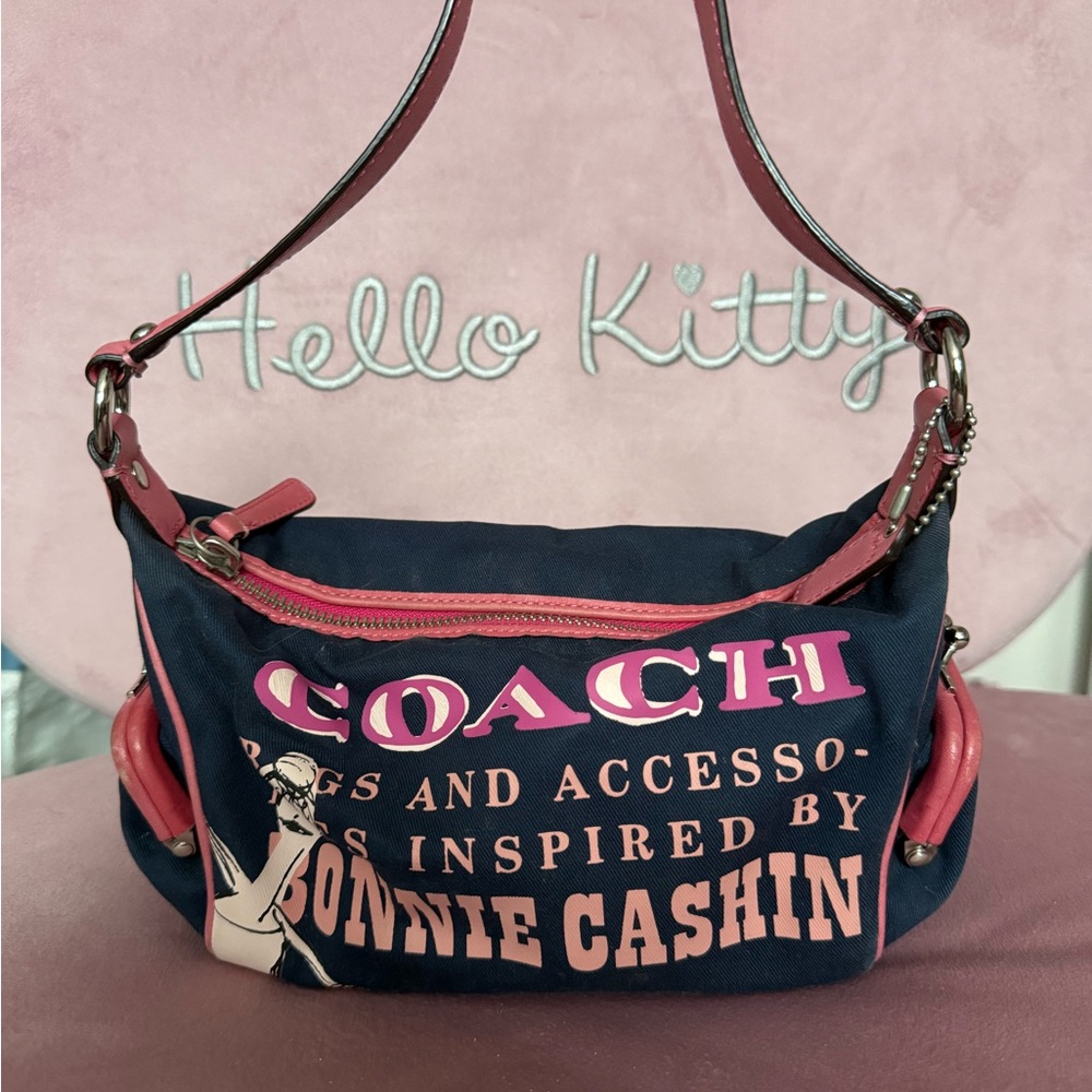 Coach Navy Blue and Pink Shoulder Bag